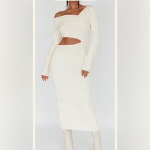 Elegant Cream Off-Shoulder Dress